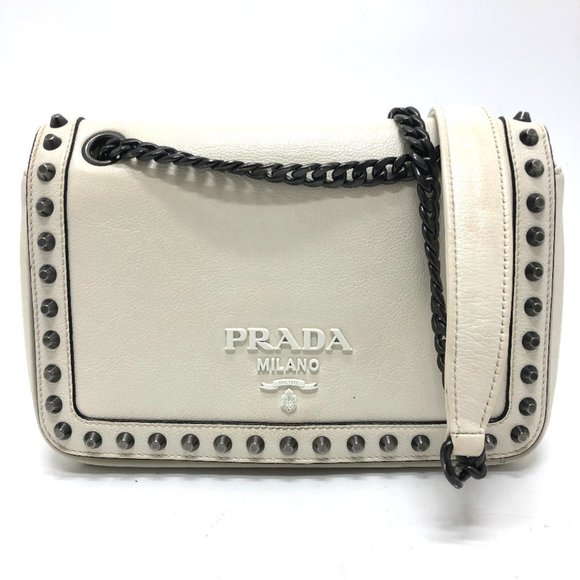 PRADA White Leather Shoulder Bag - Picture 1 of 15